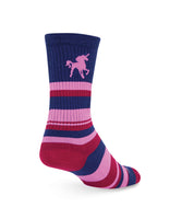 Sock Guy Pink Unicorn Socks Rear Side View with Stripes