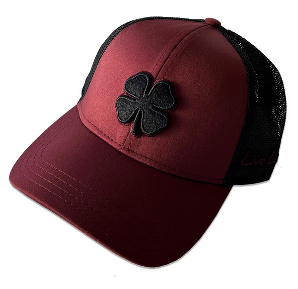 Back Clover Two Tone Maroon & Black Mesh Fitted Hat - RokzStreet
